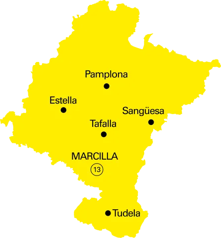Marcilla en el mapa de Navarra