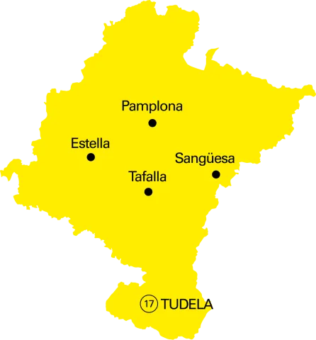 Tudela en el mapa de navarra