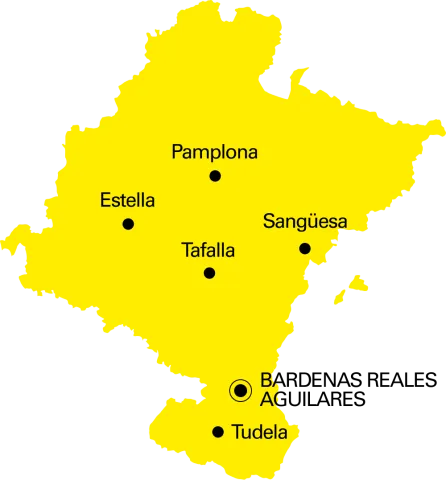 Bardenas Reales - Aguilares en el mapa de Navarra