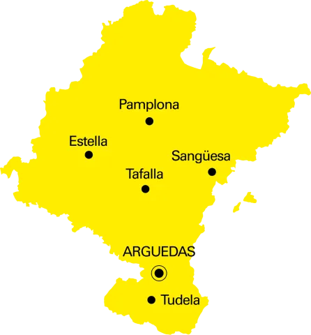 Arguedas en el mapa de Navarra