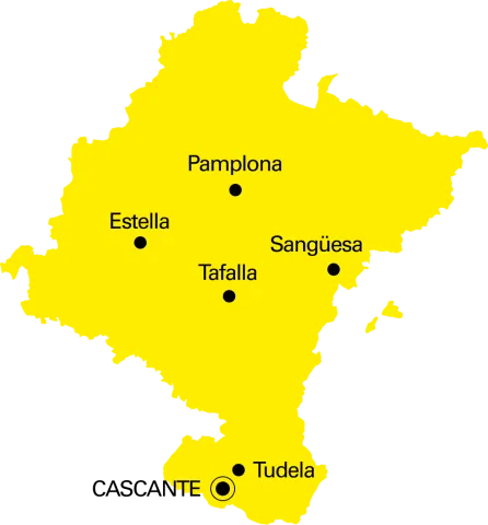 Cascante en el mapa de Navarra