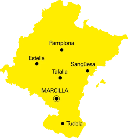 Marcilla en el mapa de Navarra