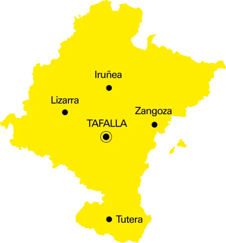 Tafalla en el mapa de Navarra
