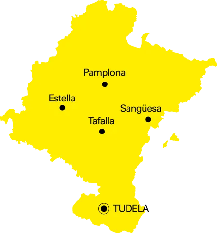 Tudela en el mapa de navarra
