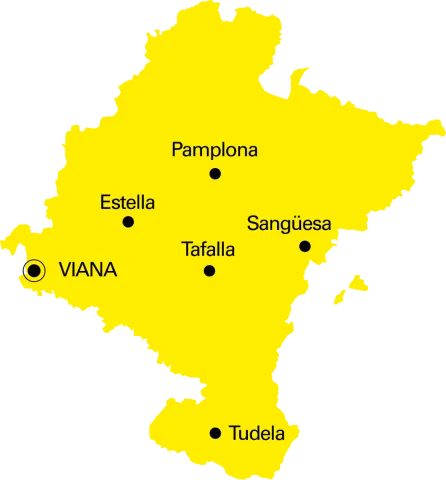 Viana situado en el mapa de Navarra