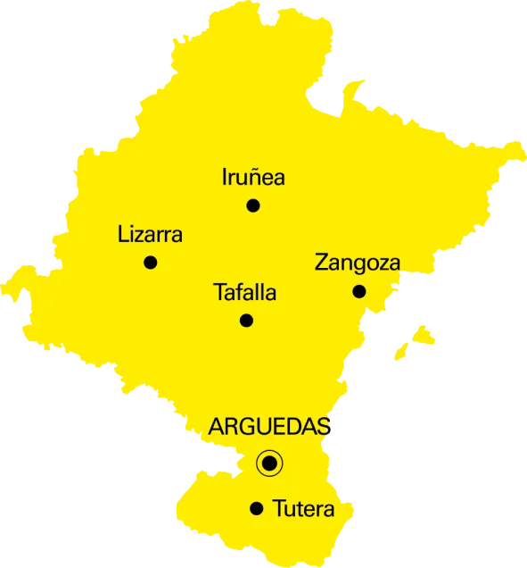 Arguedas en el mapa de Navarra