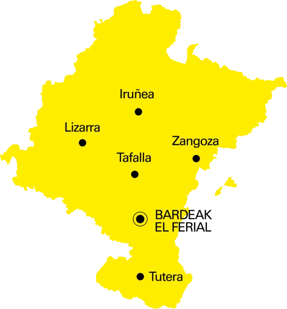 Bardenas El Ferial en el mapa de Navarra