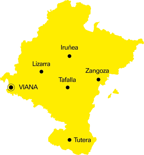 Viana en el mapa de Navarra
