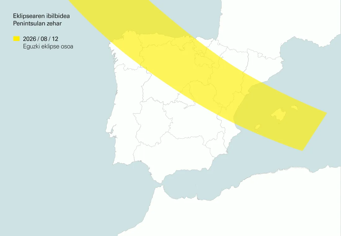 Eklipsearen ibilbidea Penintsulan zehar